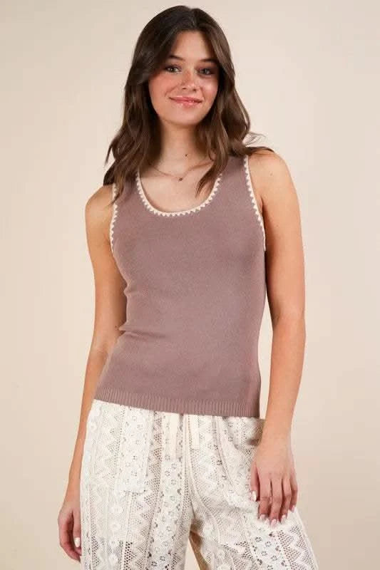 VERY J Blanket Style Sleeveless Knit Tank - SwagglyLife Home & Fashion